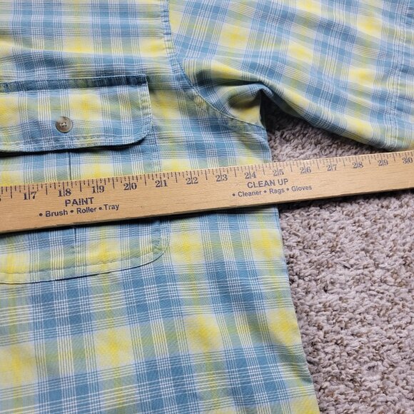 Cabelas Shirt Mens Large Tall Button Up Plaid Outdoors Poly Cotton Read* - Picture 5 of 8